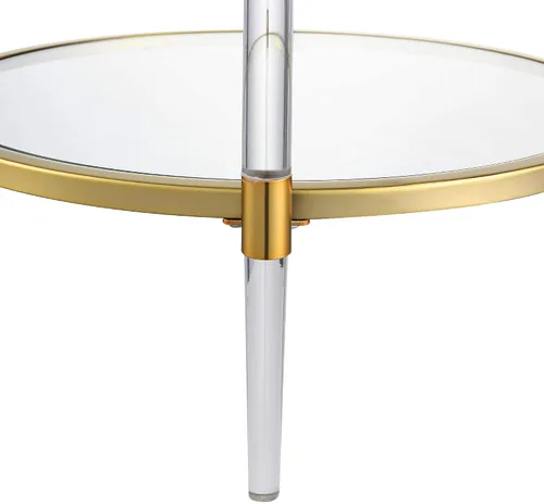 Vista 5 de Convenience Concepts Royal Crest - Mesa auxiliar de cristal acrílico de 2 niveles, vidrio/dorado