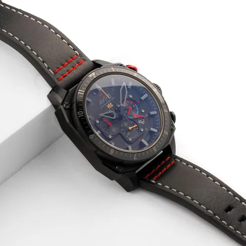 Vista 3 de AVI-8 Hawker Hunter AV-4100 - Reloj de cuarzo japonés para hombre con esfera de 1.693 in con correa de cuero