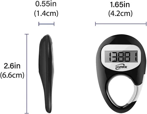 Vista 6 de Podómetro simple para caminar, contador de pasos 3D para hombres, mujeres y niños