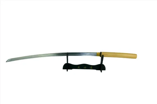 Vista 4 de Espada japonesa Samurai Shirasaya Katana filosa hecha a mano con saya de madera de alto brillo
