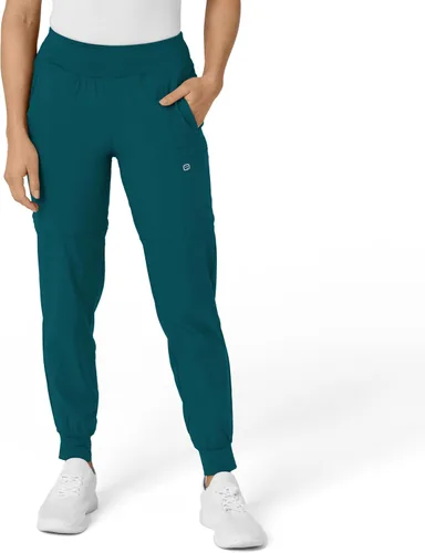 Vista 21 de Pantalón de hospital para mujer con cintura cómoda y estilo jogger, rojo, talla S Negro
