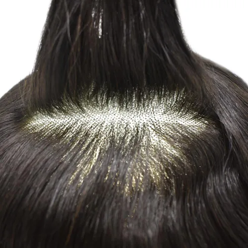 Vista 4 de LYRICAL HAIR Toupee - Sistema de cabello de repuesto para hombre, monofilamento para hombre, tupé fino, monofilamento, piel de polietileno