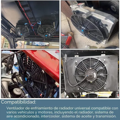Vista 6 de 7 "pulgadas universal delgado ventilador push pull radiador eléctrico refrigeración 12V kit de montaje negro