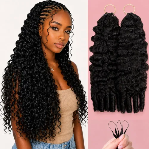 Vista 54 de Human Braiding Hair for Boho Braids 20inch Curly Wave Bulk Bundles 1B (A)1B