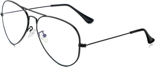 Vista 11 de JOVAKIT Lentes de aviador transparentes para mujeres y hombres, lentes sin receta, lentes de bloqueo de luz azul, marco de metal