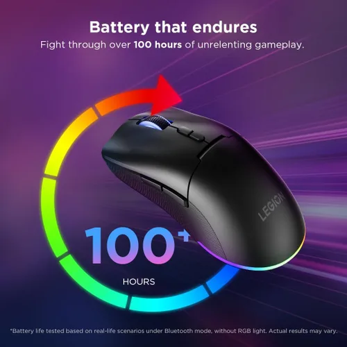 Vista 6 de Lenovo Legion M220 - Mouse inalámbrico RGB para juegos, Bluetooth de doble canal, 2.4 GHz inalámbrico, carga USB-C, interruptor DPI de 5 niveles