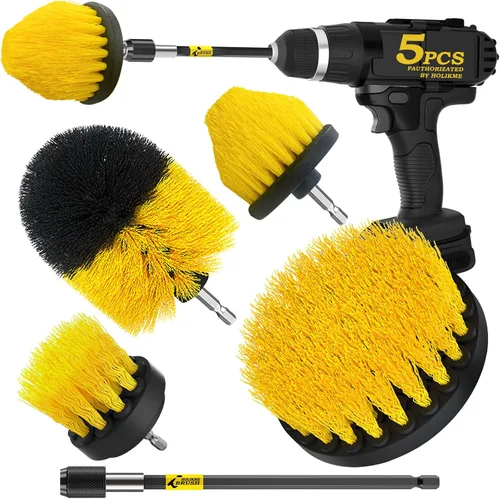 Vista 8 de Holikme Juego de 5 cepillos de taladro con extensión para detalles de coche Blanco
