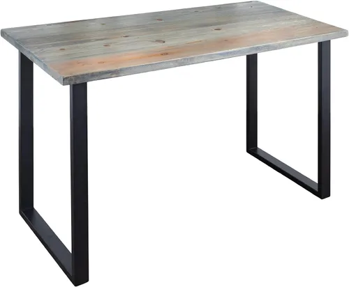 Vista 11 de PIPE DECOR Boulder - Kit de escritorio rústico de madera maciza negra de 48 pulgadas con (2) patas cuadradas de metal negro mate de 28 pulgadas