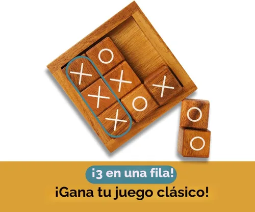 Vista 6 de BSIRI Tic Tac Toe para niños y adultos, decoración para mesa de café de sala de estar y escritorio, juegos familiares nocturnos, juegos de mesa