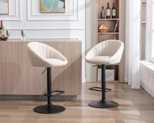 Vista 8 de CIMOTA Juego de 2 taburetes de bar ajustables giratorios modernos, sillas de bar con respaldo para comedor, isla de cocina, bar en casa, altura