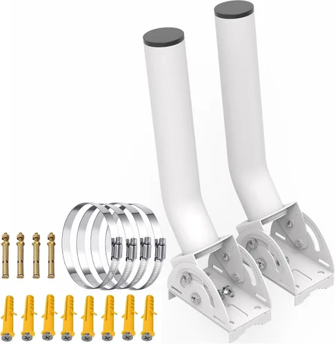 Vista 13 de Soporte de poste de antena resistente, soporte de montaje de poste en J de bloqueo de tres tornillos ajustable de 13 a 160°, soporte de poste/pared