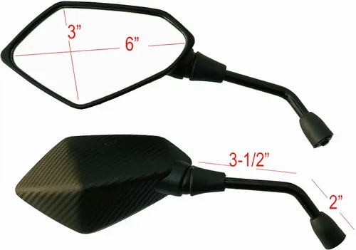 Vista 5 de Black Fiber Rear View Mirrors Compatible for 2019 Yamaha MT-03