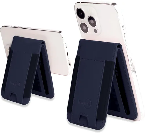 Vista 18 de Cartera magnética elástica para iPhone de cuero magnético con soporte ajustable [capacidad para 9 tarjetas] teléfono para Apple 12 13 14 15 negro 1