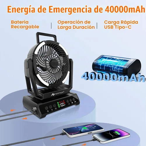 Vista 2 de AYAMAYA Ventilador de camping recargable, ventilador portátil para tienda