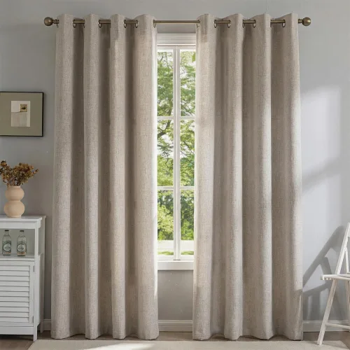 Vista 12 de Cortinas de lino libres de PFAS en negro de 63 pulgadas de largo, juego de 2 paneles, 100% cortinas opacas largas para dormitorio, sala de estar
