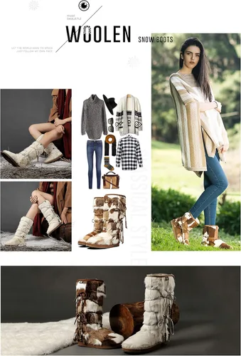 Vista 5 de AU&MU Aumu - Botas de piel de oveja para mujer, cómodas, de piel de oveja