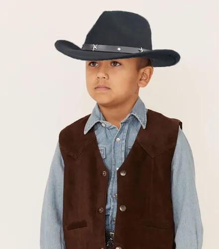 Vista 5 de Western Cowboy Cowgirl Hat for Kids Boys Girls Felt Fedora Hats (for Kids 3-6 Years)