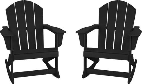 Vista 88 de WestinTrends Silla mecedora Malibu de poliéster para exterior/patio Adirondack, Negra