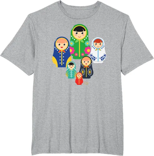 Vista 34 de Matryoshka Russian Nesting Dolls, Rusia - Camiseta de regalo, Azul / Patchwork, S