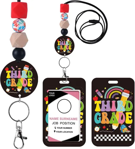 Vista 19 de Cordones para Profesores para Tarjetas de Identificación - Llavero Bohemio de Silicona con Cuentas Separables, Accesorios para Mujeres, Lindo