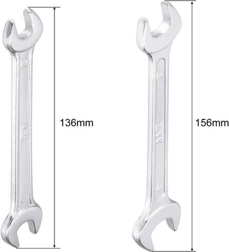 Vista 2 de uxcell Llave métrica de doble extremo abierto de 0.394 in x 0.472 in, 0.551 in x 0.669 in, apertura en forma de U, acero 45 # para bricolaje a mano