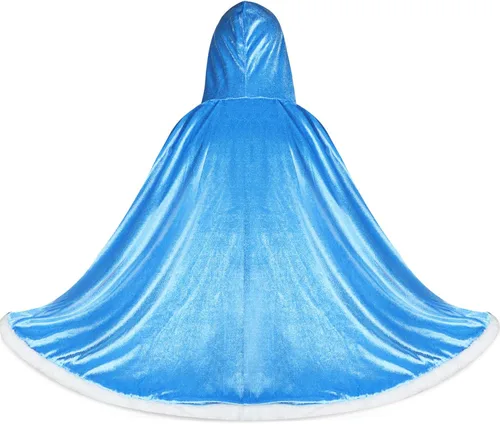 Vista 2 de SATINIOR Disfraz de princesa de piel con capucha de 4 piezas para niñas disfraces de princesa accesorios de fiesta