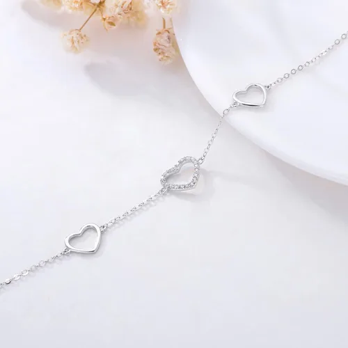 Vista 2 de SISGEM 14k Gold Diamond Heart Bracelet for Women, Love Jewelry for Wife, Gifts for Her, 6.8-8.4 Inch