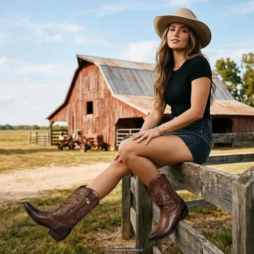 Vista 2 de mysoft Botas vaqueras para mujer, botas vaqueras de tacón grueso a media