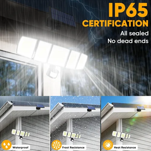 Vista 7 de MDCMDCM Luces solares de movimiento para exteriores – con cable de 16.4 pies, 3000 lm luces LED de seguridad para exteriores del atardecer al