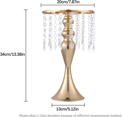 Vista 3 de 8 centros de mesa de fiesta para mesas, soportes de flores de metal con cuentas de cristal, centros de mesa de boda para mesa, jarrones de flores