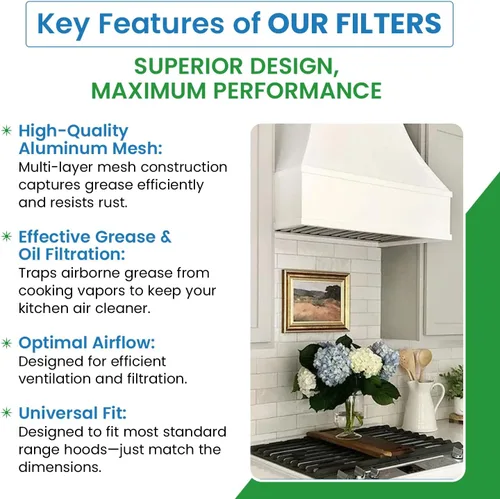 Vista 2 de Filter Everything Filtro de aluminio de repuesto para campana extractora compatible con Broan 97005683, 97007894, 99010152, BPRPFA, S97017455
