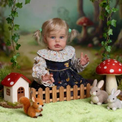 Vista 6 de Muñecas Reborn de Tamaño Grande para Niñas de 24 Pulgadas, Muñeca de Bebé Realista Hecha a Mano con Cabello Rubio que Parece Real, Muñeca de Bebé