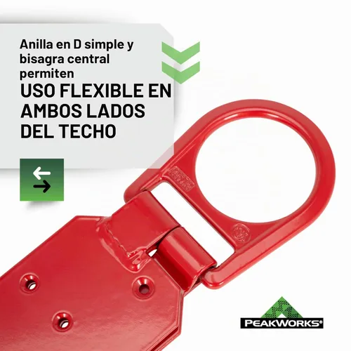 Vista 4 de Peakworks, soporte de anclaje de techo, protección contra caídas, V8229100 industrial/construcción, reutilizable, con bisagras, en conformidad
