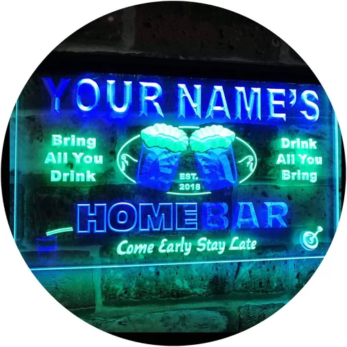 Vista 19 de Letrero luminoso Custom Home Bar Beer de neón; personalizado con nombre Blanco