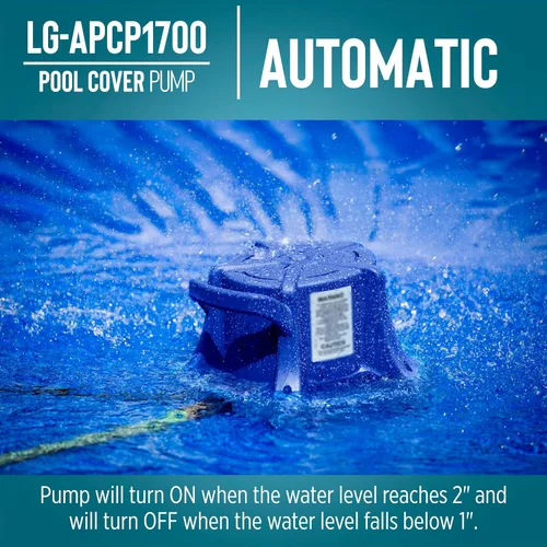 Vista 5 de Little Giant Select Series LG-APCP1700 1/3 HP, 1745 GPH, Bomba automática sumergible para cubierta de piscina con cable de 25 pies, azul oscuro