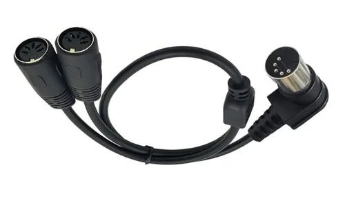 Vista 2 de Seadream DIN 5-Pin Splitter Y Adaptador MIDI Cable 1.64FT MIDI 5 Pin en ángulo recto macho a doble 2 x DIN 5 Pin hembra Cable de audio de extensión