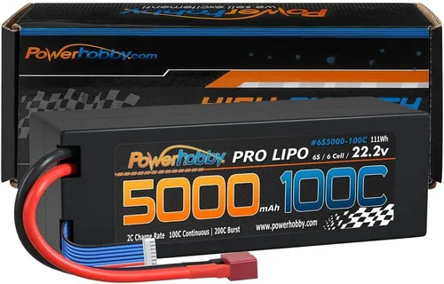 Vista 7 de Powerhobby 6s 22.2v 5000mah 100c Lipo Battery Deans Estuche rígido de 6 celdas (paquete de 2) Compatible con: 1/8 Buggy Truggy
