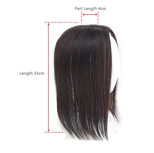 Vista 4 de Clip en la frente postizo recto parte media cuello longitud mujeres pelo Topper extensión marrón rojizo oscuro