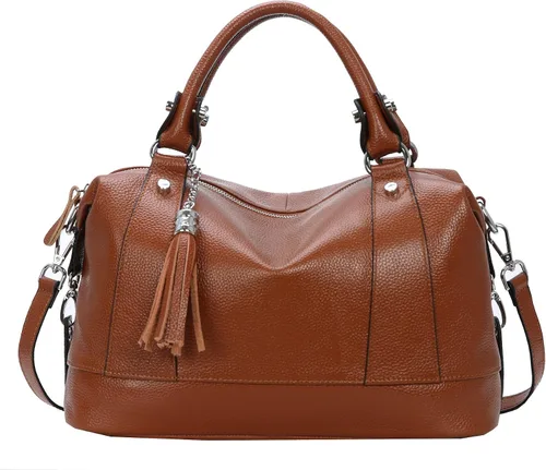 Vista 42 de Heshe - Bolsa de hombro de piel para mujer, con asa superior, bolsa cruzada
