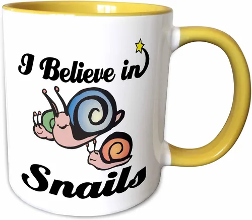 Vista 8 de 3dRose Taza "I Believe in Snails", 11 onzas, color negro y blanco Negro/Blanco