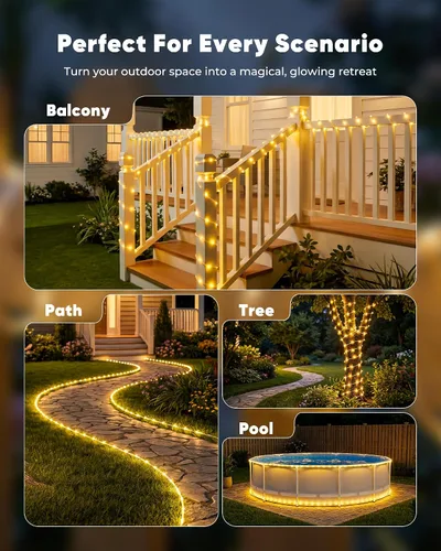 Vista 5 de Brightown Cuerda solar de 39 pies 100LED luces impermeables al aire libre