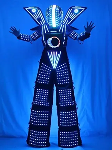 Vista 4 de Earthradius Ropa de disfraz de robot LED para caminar, chaqueta luminosa, traje de robot, accesorios de DJ para hombres