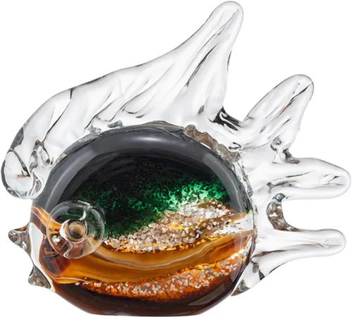Vista 6 de Figura de pez de cristal hecha a mano para escritorio de oficina en casa costera o decoración de Feng Shui, escultura moderna hecha a mano