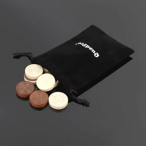Vista 7 de Piezas de madera de damas, 24 piezas de madera con bolsa de almacenamiento, piezas de madera de primera calidad para backgammon, ideal para piezas