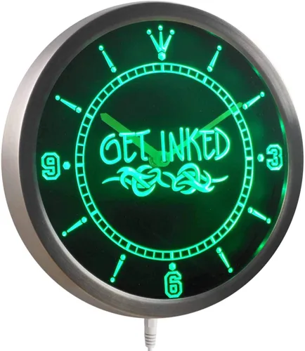 Vista 3 de ADVPRO nc0303-b Reloj de pared LED con letrero de neón para tienda de tatuajes