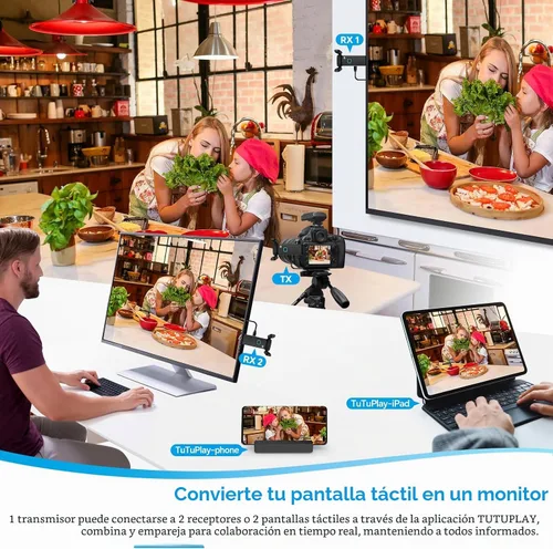 Vista 5 de Transmisor y receptor HDMI inalámbrico 4k, extensor portátil Plug and Play, HDMI inalámbrico soporta 2.4/5GHz, utilizado para transmisión de video
