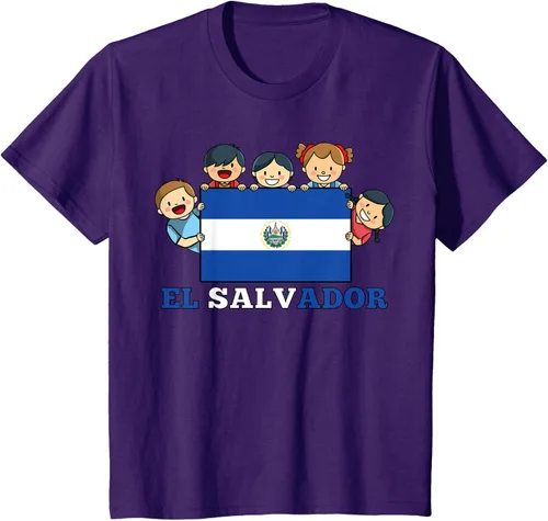 Vista 25 de Camiseta salvadoreña del Mes de la Herencia Hispana con la bandera de El Salvador para niños, Negro