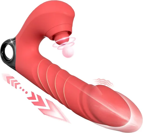 Vista 7 de Consolador vibratorio de empuje, vibrador 3 en 1 femenino para punto G con estimulador de clítoris, juguetes sexuales para mujeres y adultos, 3