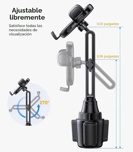 Vista 6 de Coolpow Soporte para Teléfono de Portavasos Soporte para Teléfono de Carro Soporte para Teléfono de Portavasos Montaje para Teléfono【Ultra Estable