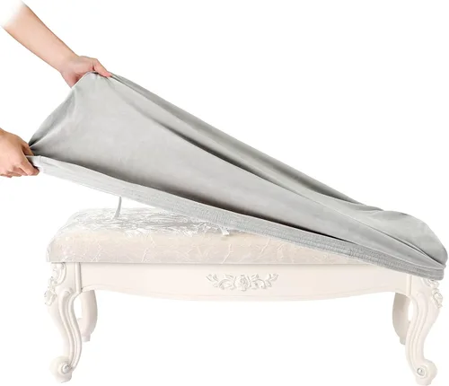 Vista 27 de SINOSSO Funda de terciopelo suave para banco de piano para 2 personas, (27.5"- 36.5") L x (12"- 16") A rectángulo elástico lavable funda protectora